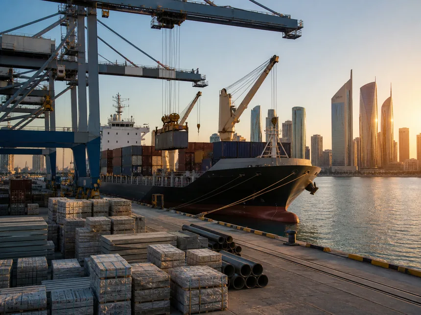 International shipping port handling cargo