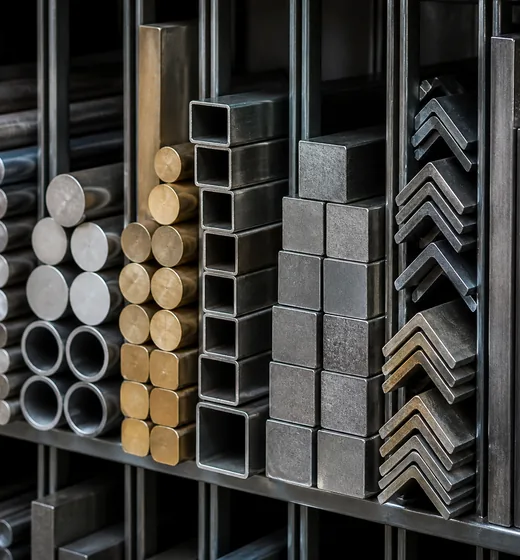 Assorted metal bars held in stock